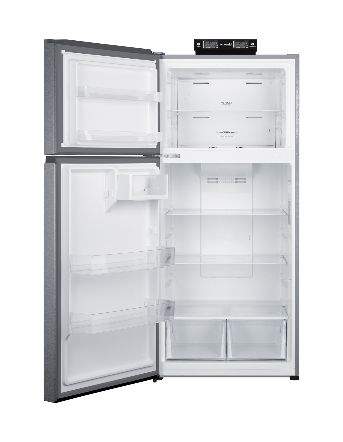18 cu.ft. break room refrigerator-freezer in stainless steel with NIST calibrated alarm/thermometers